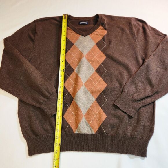 Consensus Sportswear Close-Knit Brown Argyle Pattern Sweater Size Large Mens - Picture 13 of 15